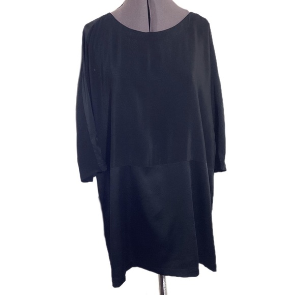 Eileen Fisher Tops - Eileen Fisher Silk Crepe De Chine Black Tunic M Lagenlook